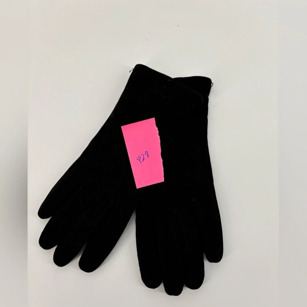 Vintage Black Suede Leather Gloves | 100% Genuine Suede | Wool Lined | Size 7